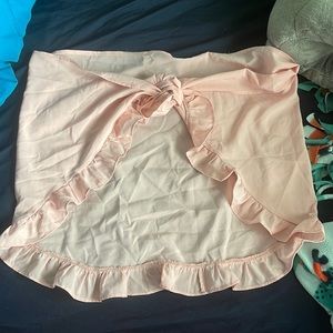 Womens light pink beautiful ruffled swim wrap cover up sarong NEW